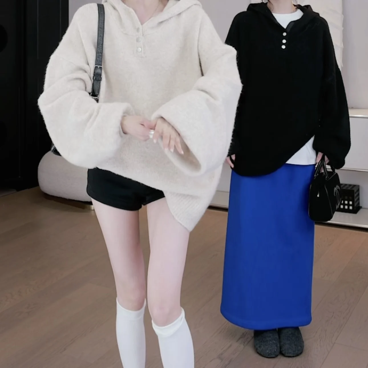 Women's Hoodie Sweatshirt Jacket Thickened Loose Lazy Style American Retro Casual Knitted Top Winter Fashion Streetwear