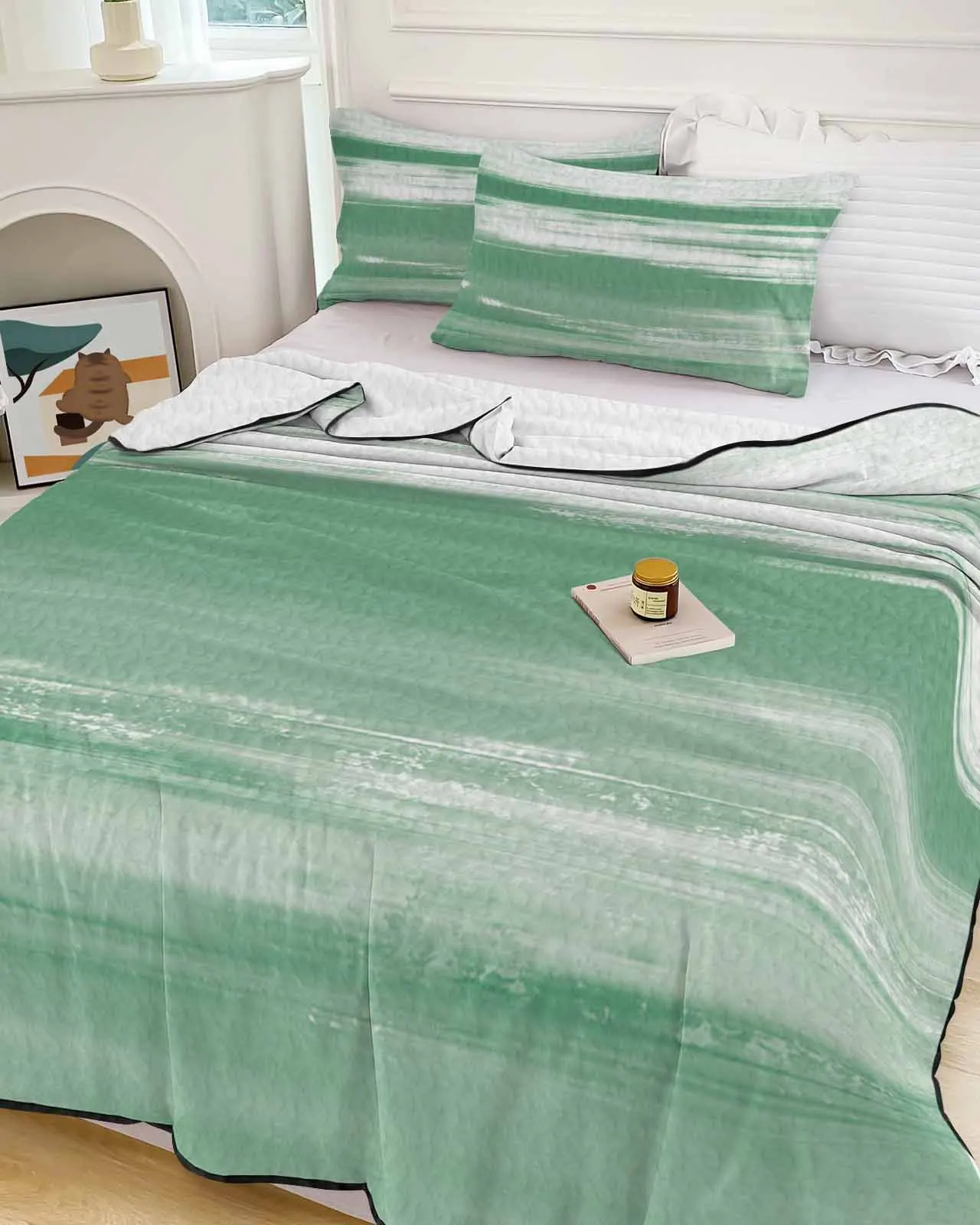 

Abstract Green Turquoise Texture Cooling Blankets Air Condition Comforter Lightweight Summer Quilt for Bed Soft Thin Quilt