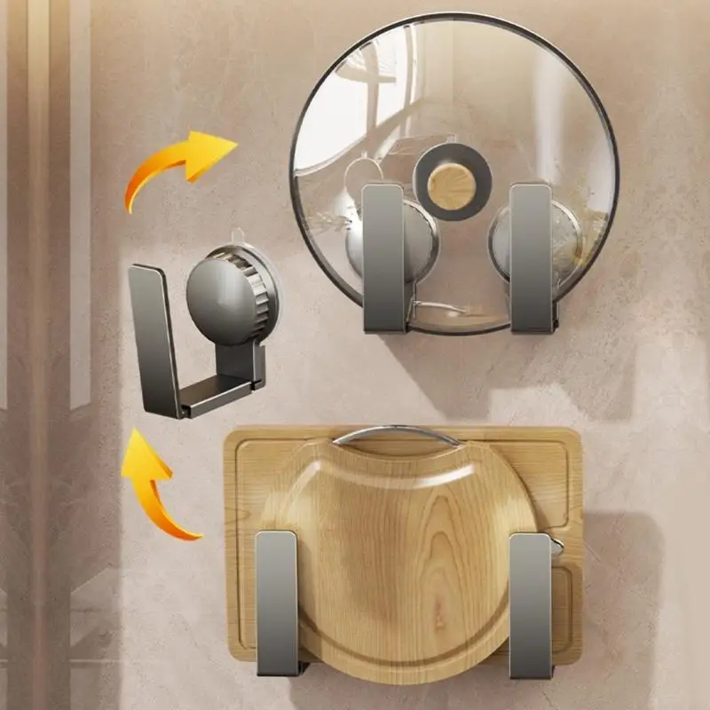 Expandable Suction Cup Cookware Lid Organizers Wall Mount Kitchen Shelf 2pcs