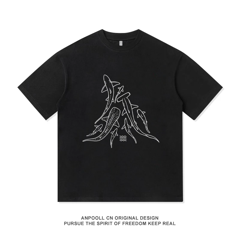 Ocean Whale Shark Fish Printed T-shirt Graphic T-shirt High-quality Men's and Women's Short-sleeved T-shirt Men's Sportswear Top