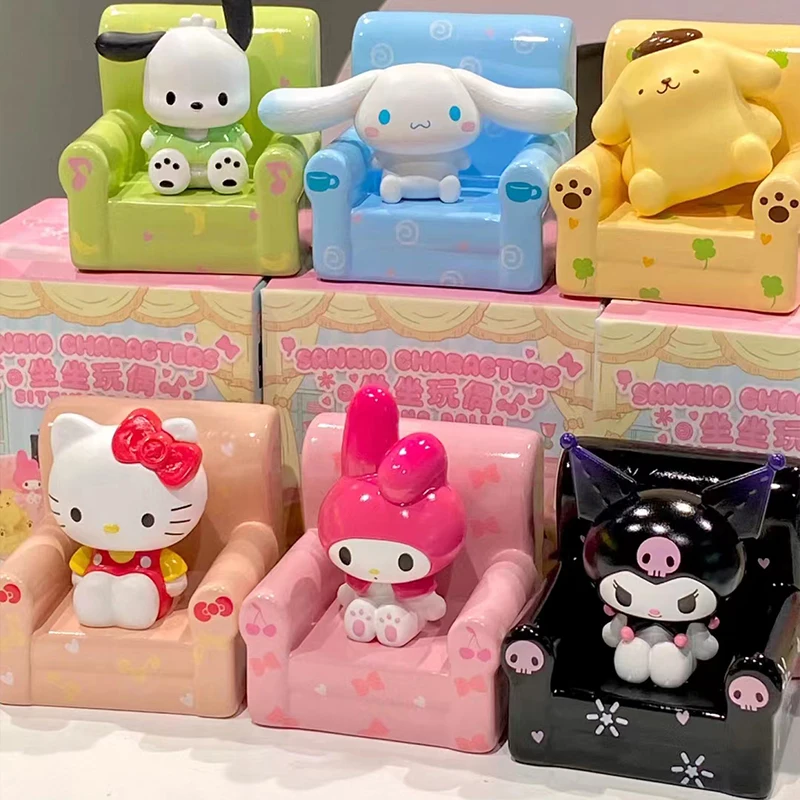 Sanurgente Blind Box Butter Sitting Series, Hello Kitty, Pompompurin, Kuromi Cinnamoroll, MyMelody, Pachacco Ornament, Marijuana, Cadeau d'anniversaire