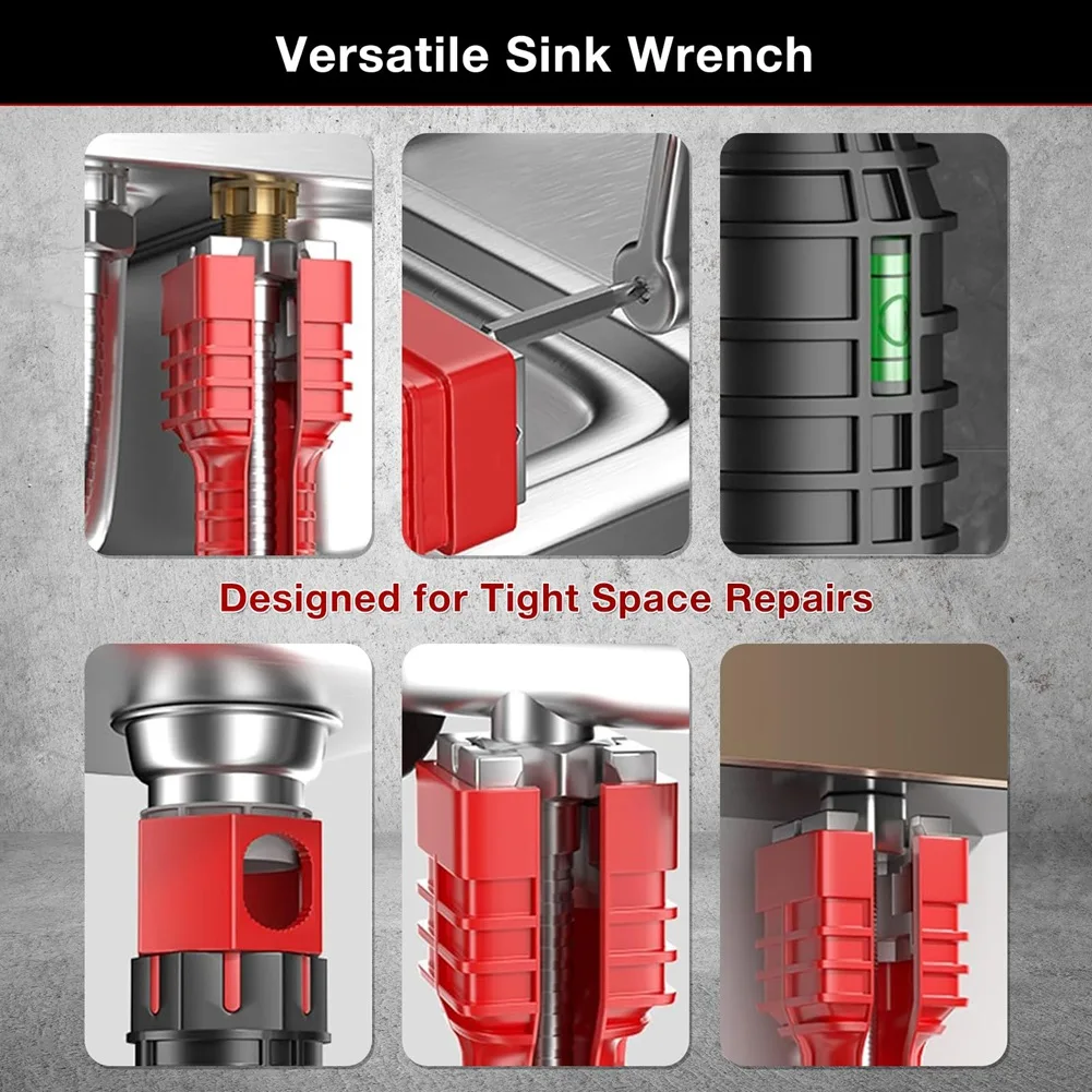 

【24 Hours Sale】18-In-1 Multifunctional Sink Wrench, Plumbing Tool For Faucet & Sink Installation, Undersink Basin Wrench