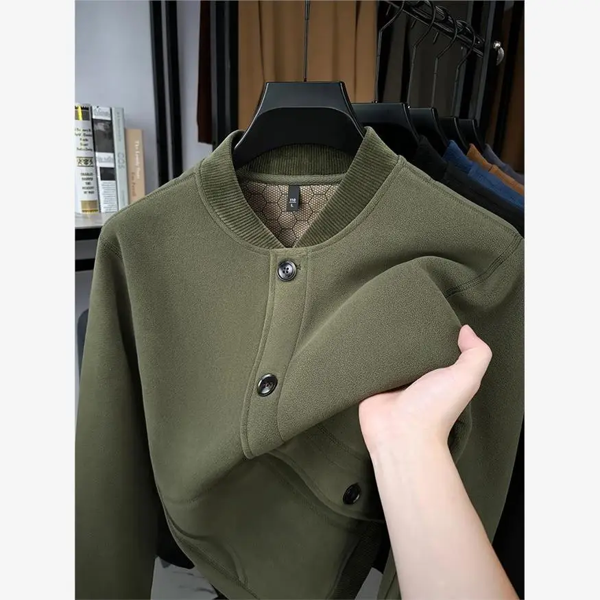 

Thiened Fce двусторонний свитшот кардиган мужской Jaet воротник-стойка пуговицы теплый весна осень зима бейсбол orm