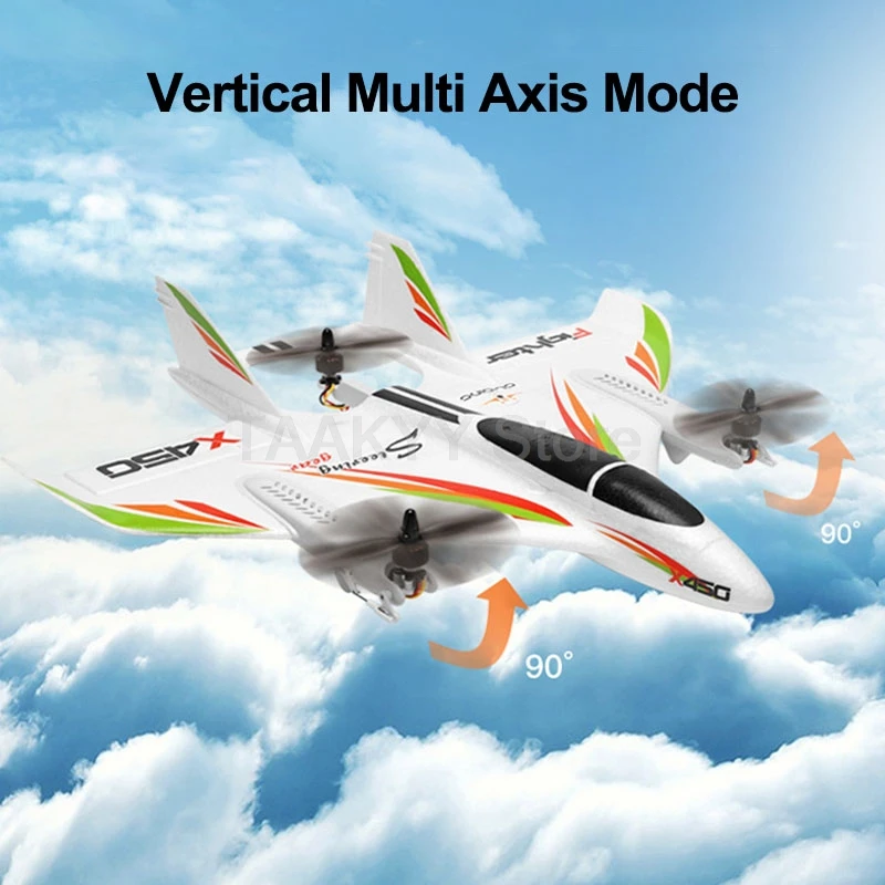 X450 Aerobatic Airplane Model 2.4G Remote Contorl 3D 6G 6CH Fixed Wing LED Vertical Takeoff RC Aircraft Aircraft Hobby Toys