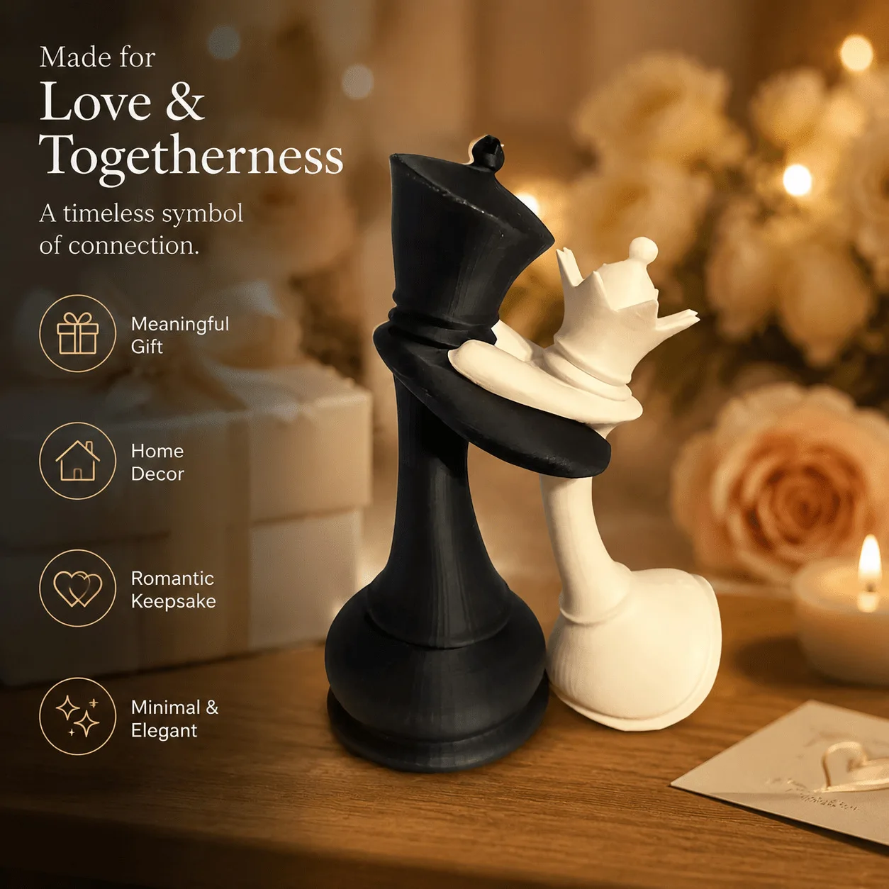 10cm 3D Printed Chess King and Queen Statue Home Decoration Couple Desktop Ornaments Mini Statue Funny Creative Gift