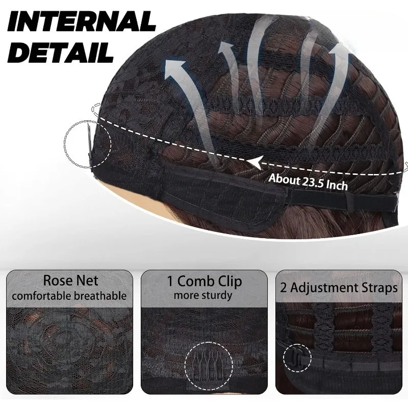 Peruka Fun Shack Brown Octopus dla mężczyzn, styl retro rockera z lat 60. z naszyjnikiem z wąsami i okularami, cosplay zespołu rockowego na imprezę disco z lat 70.