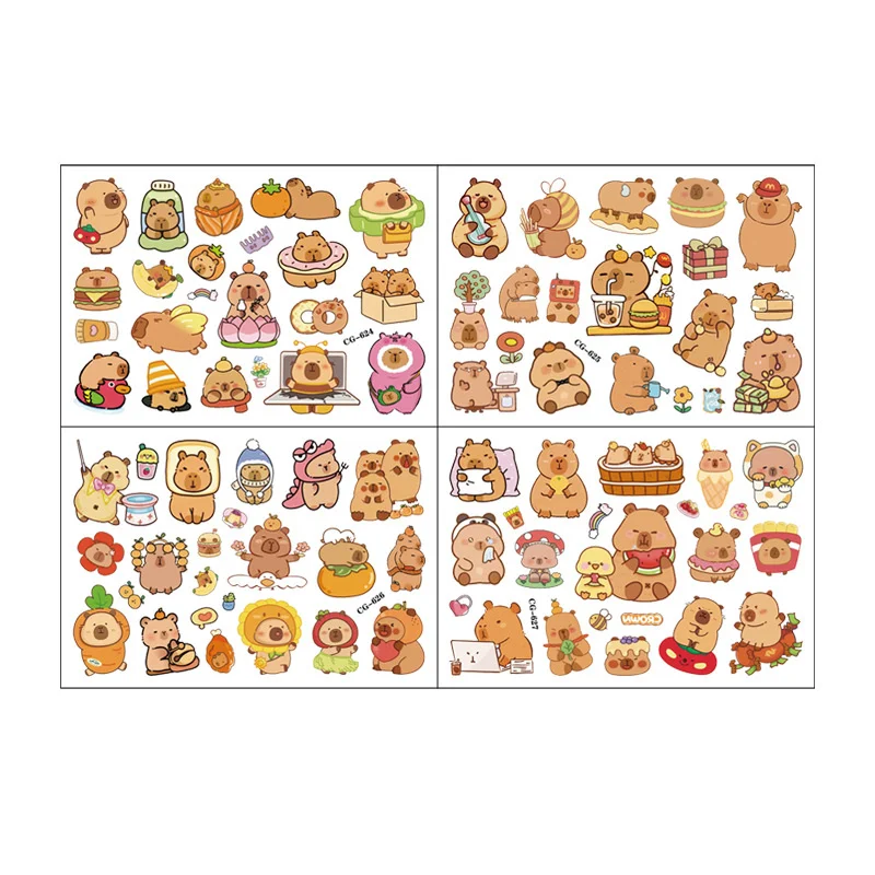 For Kids Funny Birthday Gift Cartoon Capybara Temporary Tattoo Stickers Cute Guinea Pig Children Waterproof Tattoo