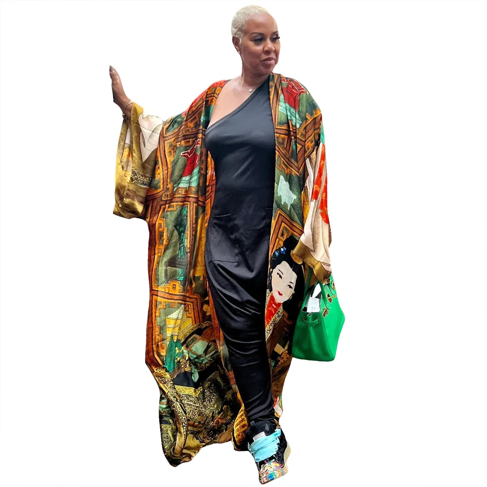 Fashion 2023 Japanese Kimono Traditional Women Long Cardigan Blouse Shirt Kimono Female Dress African Dresses for Women