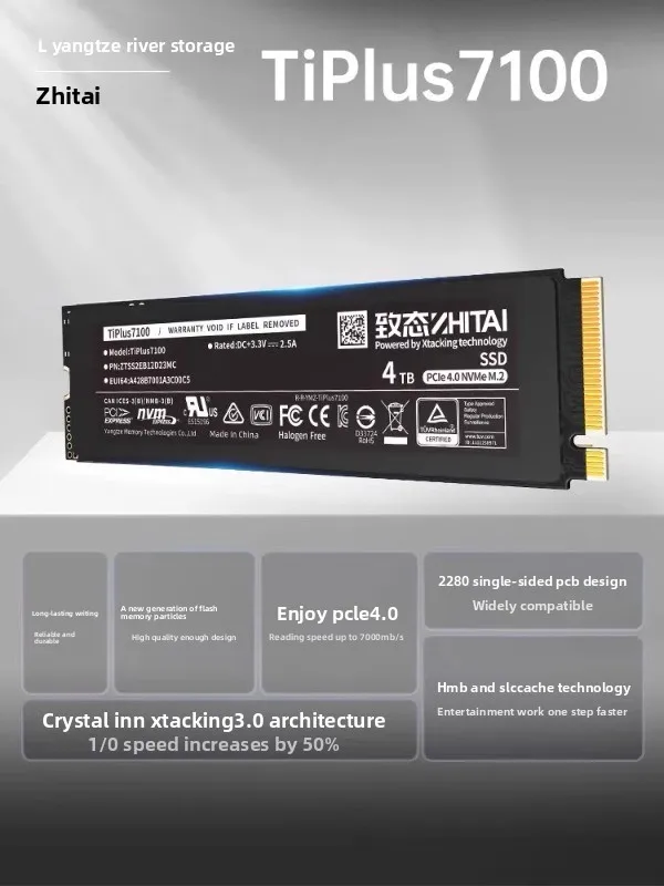 TiPlus7100 1T SSD Solid State Drive NVME Yangtze River Storage PCIe4.0 1TB