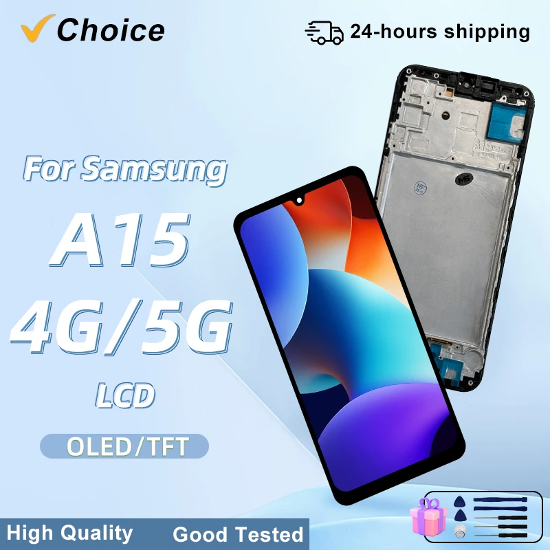 6.5'' Display For Samsung A15 4G SM-A155F Display Digital Touch Screen with Frame For A15 5G SM-A156B LCD Display Replacement