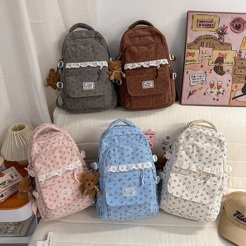 

New Casual Student Backpack Fashionable and High-quality Velvet Women's Backpack Cartoon Cute Multi-functional Travel Backpack