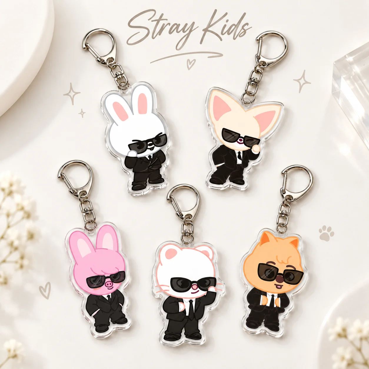 Stray Kids Skzoo Acrylic Keychain Agent Character Pendant Bag Accessory Collectible Fan Present Key Ring Accessories Jewelry