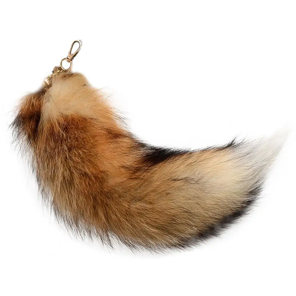 40CM Cartoon Cute Faux Fox Tail Keychain Pendant Handcrafted Faux Fur Tail Cosplay Renaissance Furry Tail Handbag Key Chain