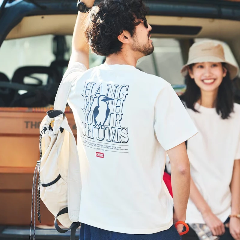 

Летняя хлопковая футболка CHUMS x FREAK'S STORE с принтом, мужская и женская, быстросохнущая, защита от солнца, с коротким рукавом