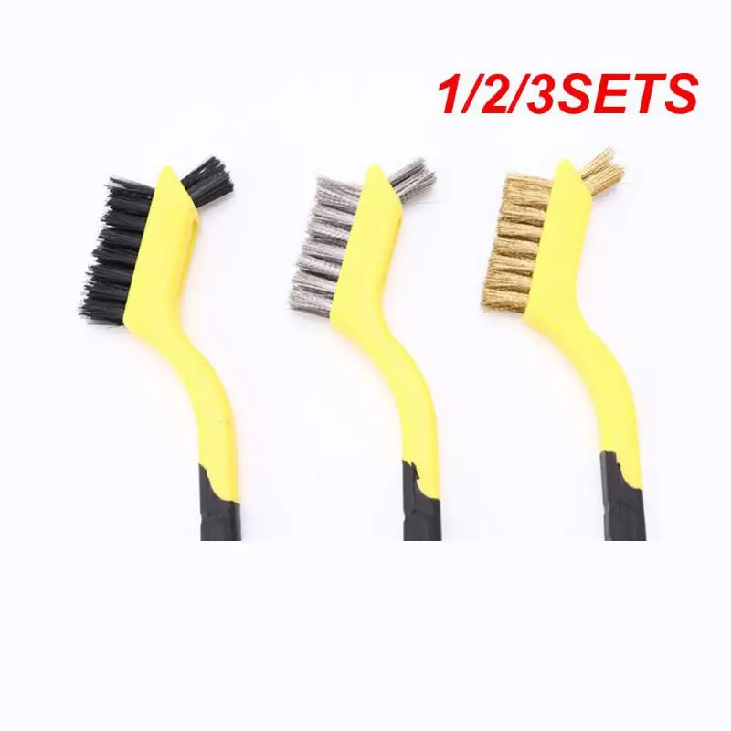 1/2/3SETS Car Double-sided Brush Round Polishing Stainless Steel Wire 18×4cm Cleaning Tools Wire Brush Rust Removal