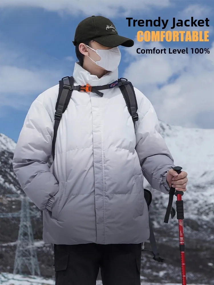 

Мужская зимняя повседневная теплая куртка из утолщенного хлопка в американском стиле, свободного кроя, на молнии, из полиэстера