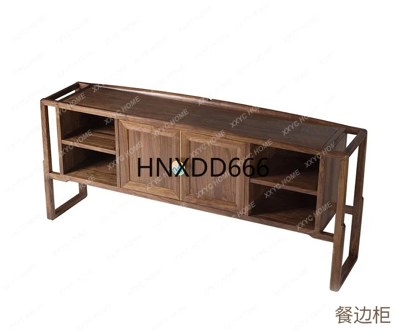 

Обеденный боковой шкаф из массива черного ореха, декоративный шкаф, новая китайская бревенчатая мебель для столовой