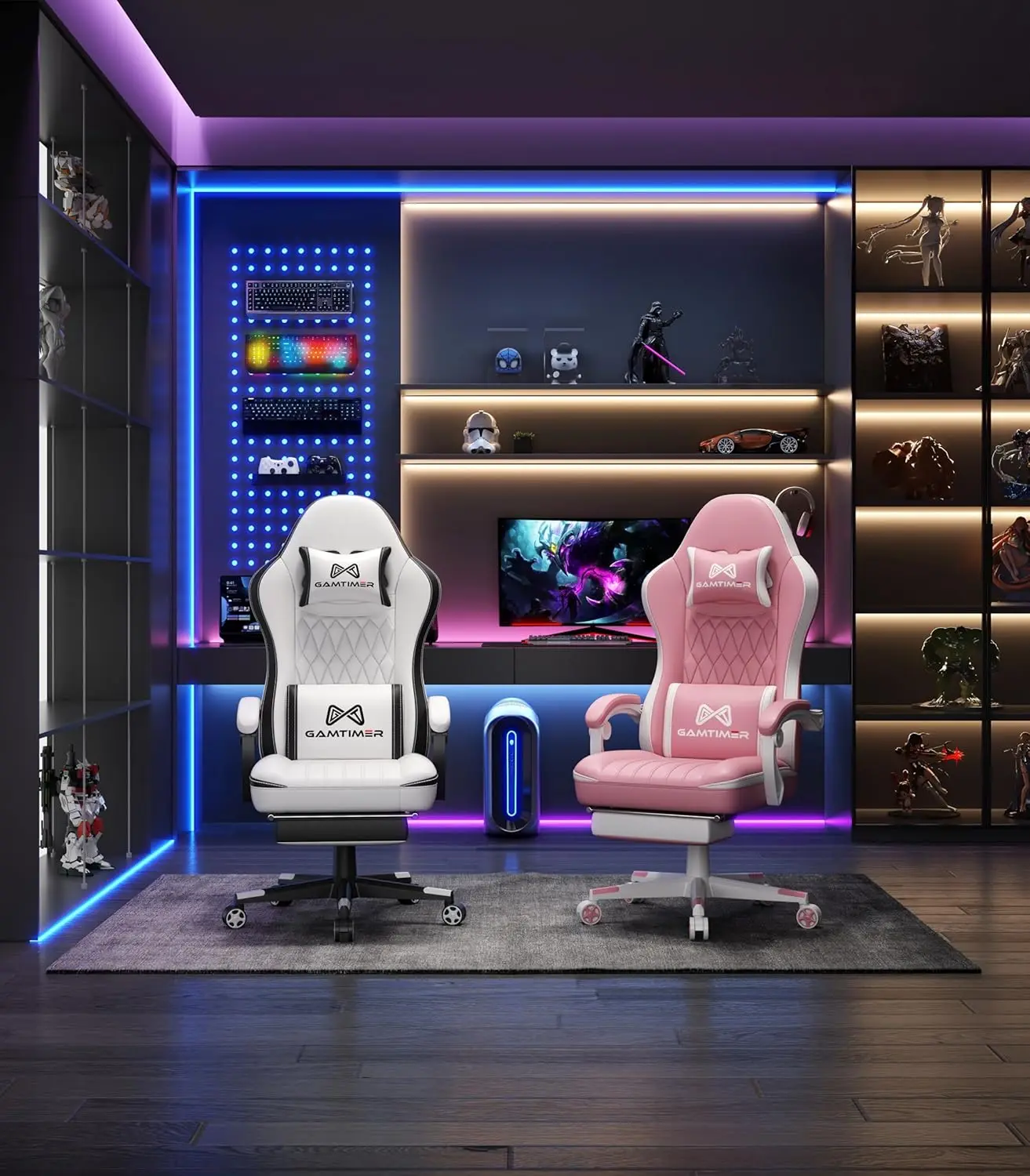 Computer Office Chair with Footrest, 155° Reclining Chair, Ergonomic High Back Computer Chair with Headrest and Lumbar Support