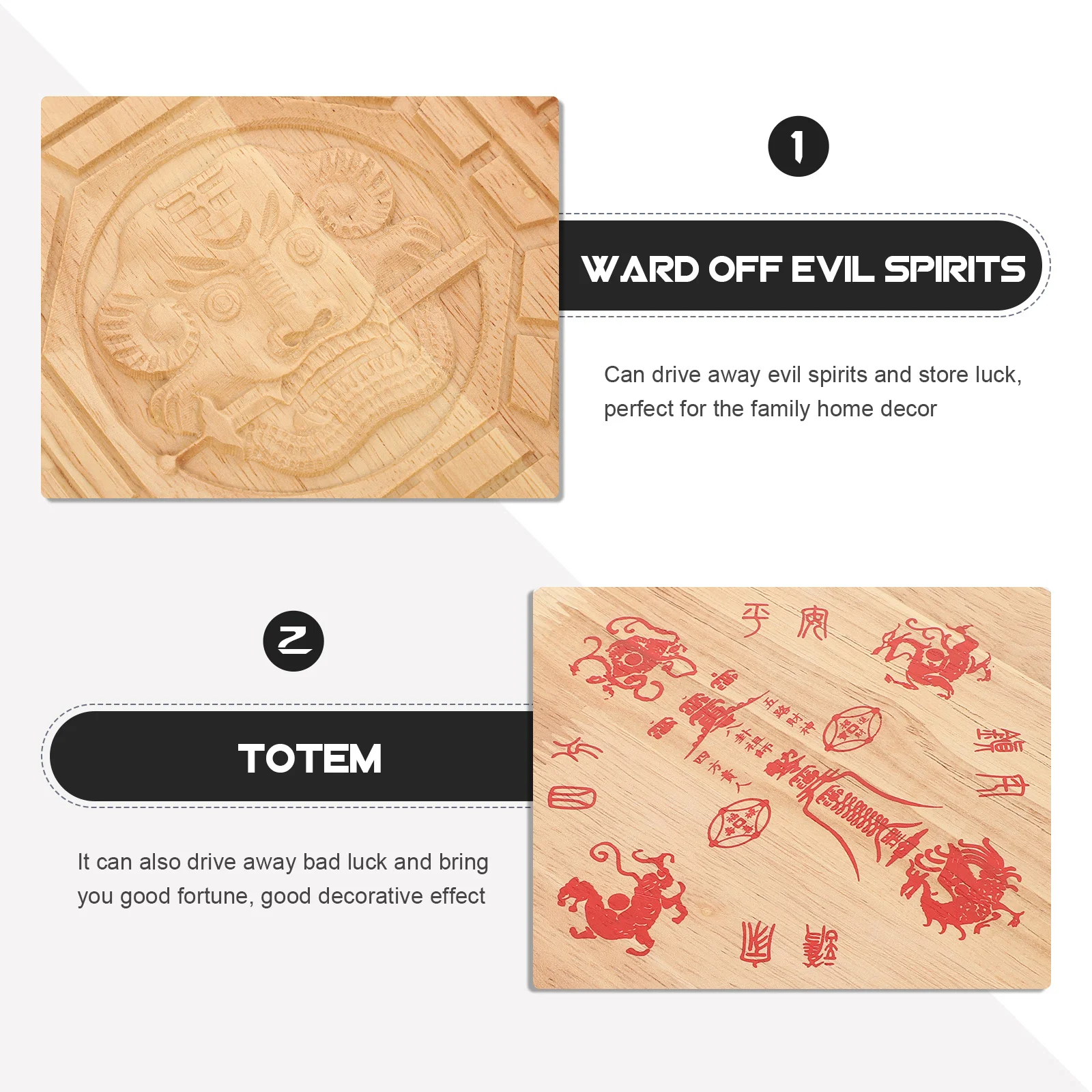 

1Pcs Tai Gua Mirror Wooden Feng Shui Home Wall Pendant Creative Carving Ornament Blessing Supply Protective Luck Charm