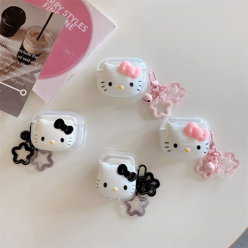 مرحبا كيتي الوردي الحال مع جرس صغير ل Airpods ، غطاء سماعات من البولي يوريثان ل Airpods برو 2nd جيل ، 3rd جيل لفتاة