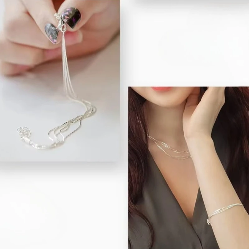 Personality New Art 925 Sterling Silver Jewelry Female Simple multilayer Popular Bracelet