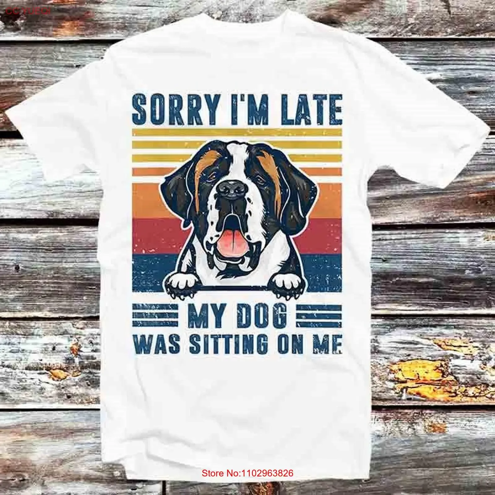 Футболка «Извините, я опоздал, моя собака была сидит на меня», футболка Saint Bernard, винтажная винтажная стираная уличная одежда в стиле ретро, слегка дышащая