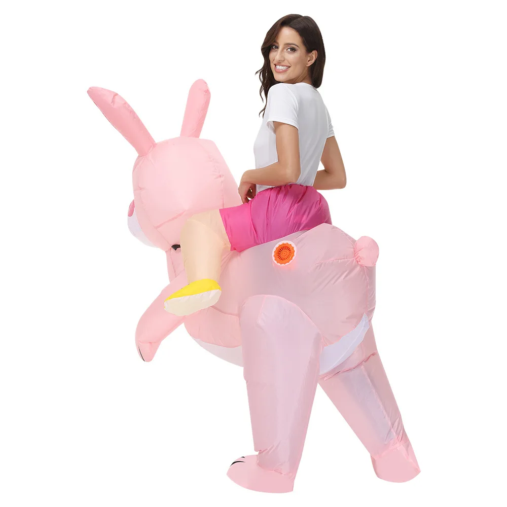 Cute Bunny Inflatable Costume for Men Women Halloween Easter Purim Carnival Party Cosplay Animal Rabbit Costumes