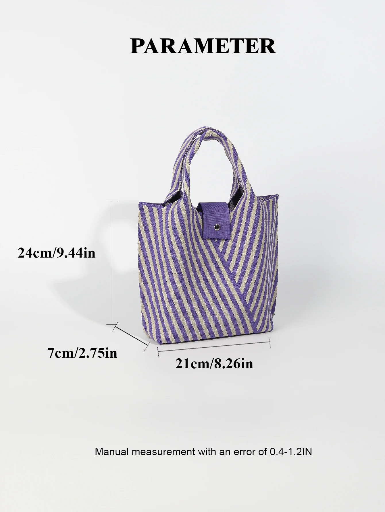 Handmade Knit Handbag Women Mini Shoulder Bag Female Casual Color Wide Stripe Plaid Tote Bag Student Cell Phone Package