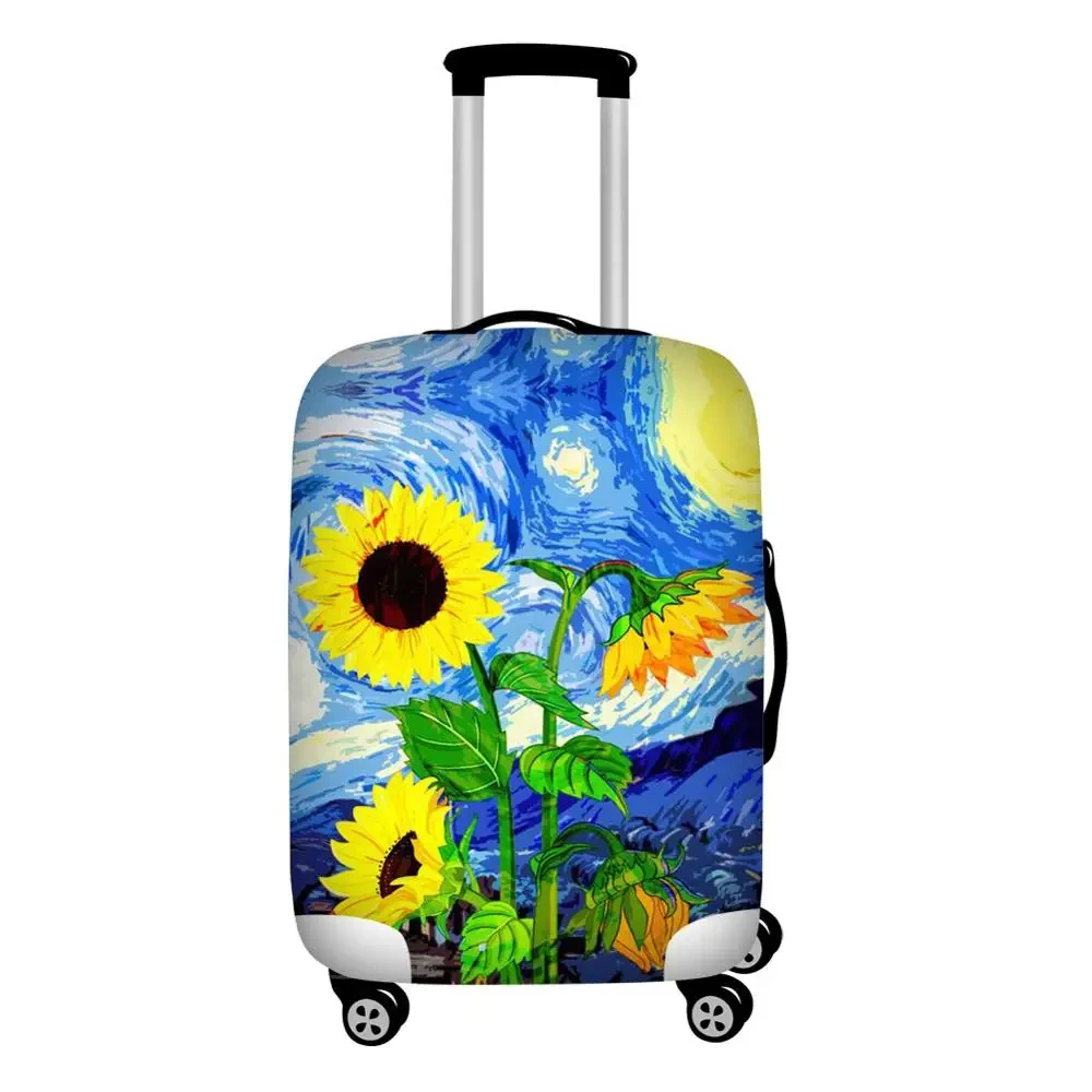 

Yellow Sunflower Print Baggage Covers Elastic 18-32 Inch Travel Suitcase Cover Waterproof Luggage Protective Dust Covers