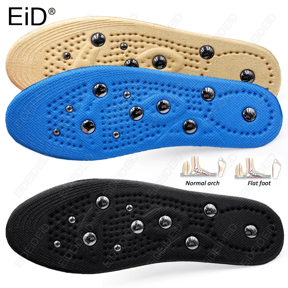 EID 1/2 Paar Hochwertige Magnettherapie-Fußakupressur-Einlegesohlen für Männer und Frauen, weiche Sportkissen, schweißabsorbierende Deodorant-Pads