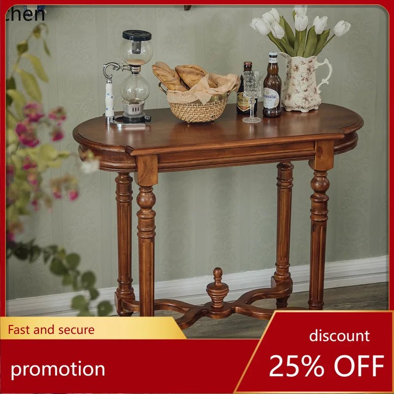 

HXL Solid Wood Carved Wall-Mounted Entryway Table Natural Wood Entryway Console