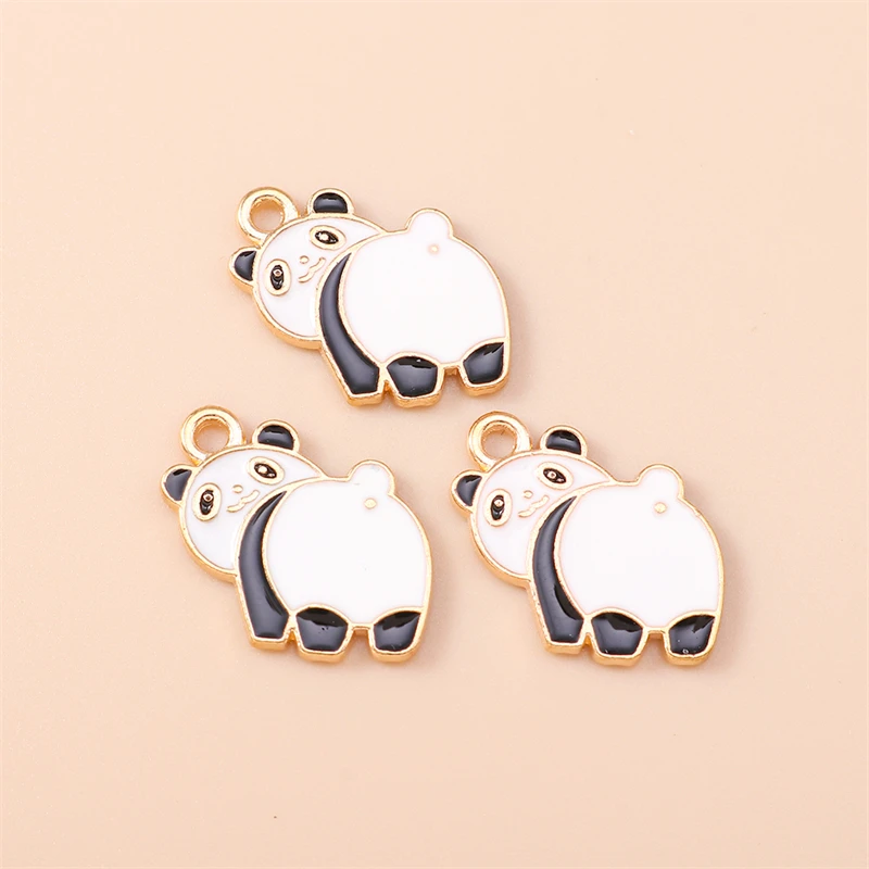 20 Stück 19x16mm Cartoon-Tier-Charms Emaille-Panda-Charms Anhänger für die Herstellung von Halsketten, Ohrringen, DIY-Handwerk und Schmuckzubehör – Detail 3