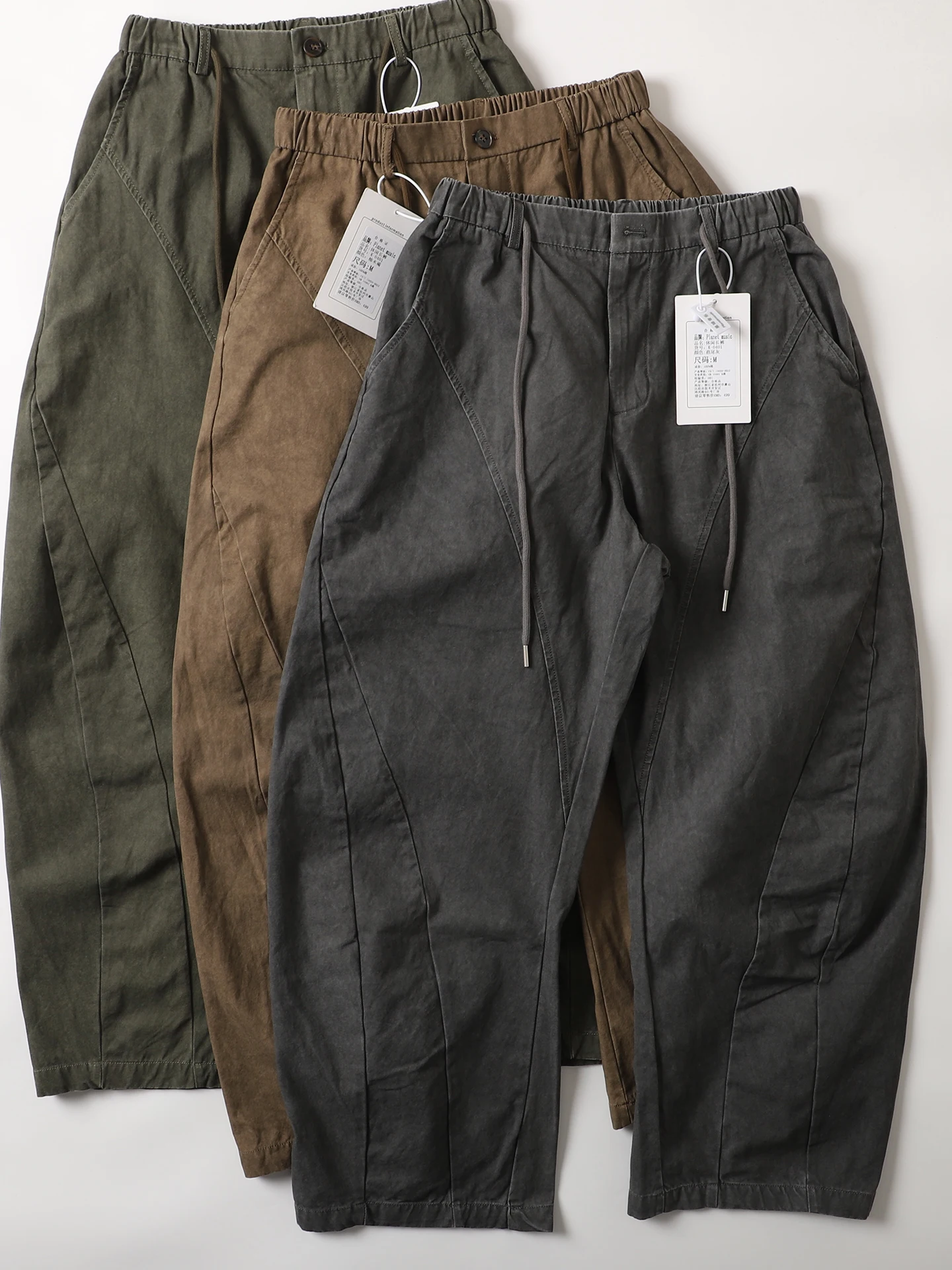 

Retro Waed Loose Wide Leg Knife Pants Men Pure Cotton Casual Dad Jeans Trendy Pl Music Brand mid Waist Zipper Fly