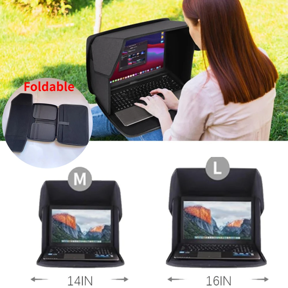 Laptop Sun Shade for 12-16 Inch Laptop Foldable Portable Anti-Glare Sunshade Privacy Protective Case for Outdoor Work Travel