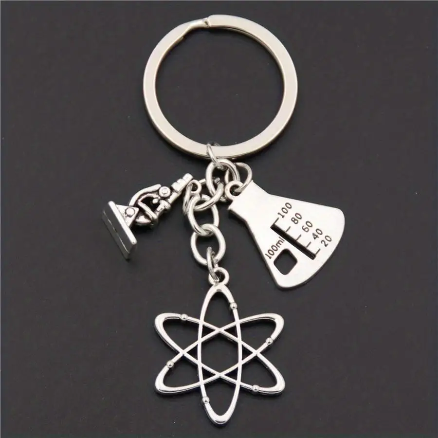 1/5/10/20/50/100pcs Chemistry Series Keychain Metal Key Ring Purse Handbag Car Charm Phone Pendant, Gift For Chemistry Teacher L