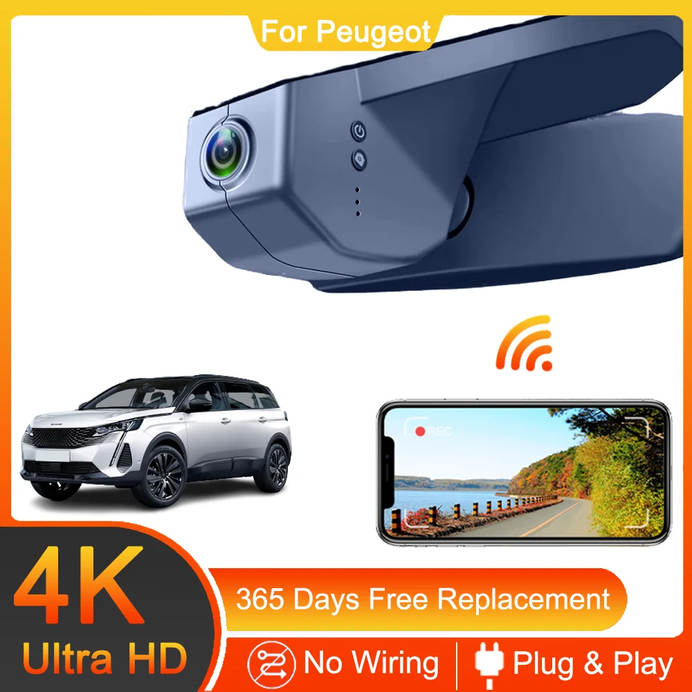 

For Peugeot 208 308 408 2008 3008 4008 5008 Customized 4K HD Dash Cam for Car Camera Recorder Dashcam WIFI Car Dvr Recording