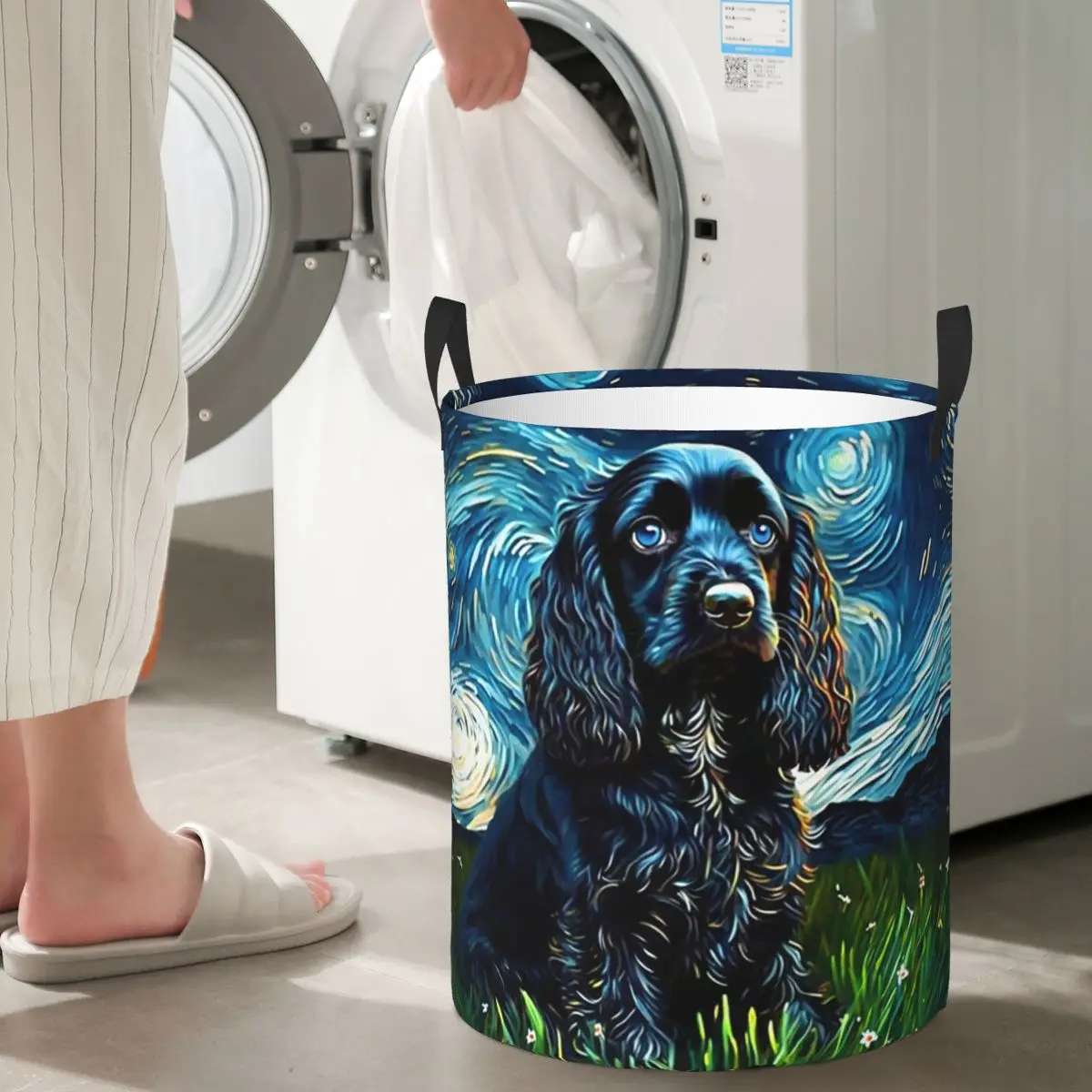 

Сборник белья, кокер-спаниель, щенок, звездная ночь, корзина для белья, домашний органайзер, детская корзина для стирки, домашний органайзер