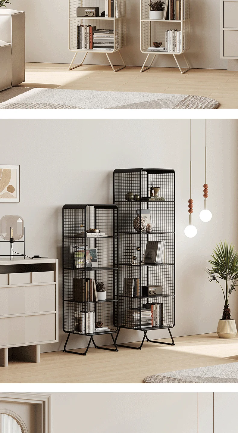 Nordic style Bookcase Multi-Tier Metal Storage Shelf Space Saving Living Room/Kids Book Organizer Sturdy Display Rack for Office