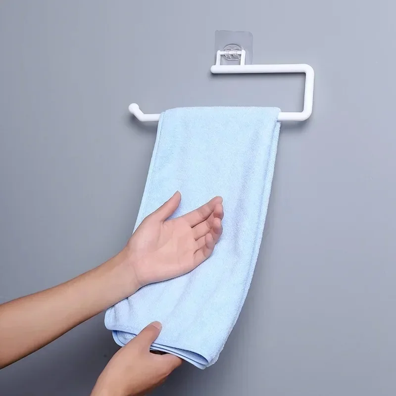 1-3pcs Kitchen Paper Roll Holder Bathroom Toilet Pape Storage Rack Towel Rack Cabinet Rag Holder Self-adhesive Kitchen Hook