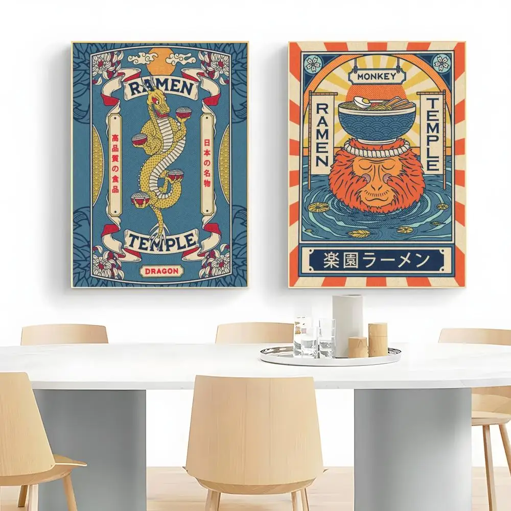 Playful Food Art Japanese Foods Funny Ramen Noodles Poster Wall Art Print Decorative Mural Home Decor Gift Unframed