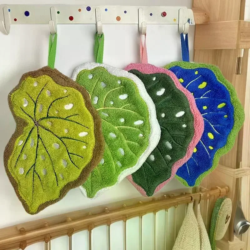 

Впитывающее полотенце для рук с имитацией листьев, подвесное полотенце с рисунком растений, салфетка для чистки кухни и ванной комнаты