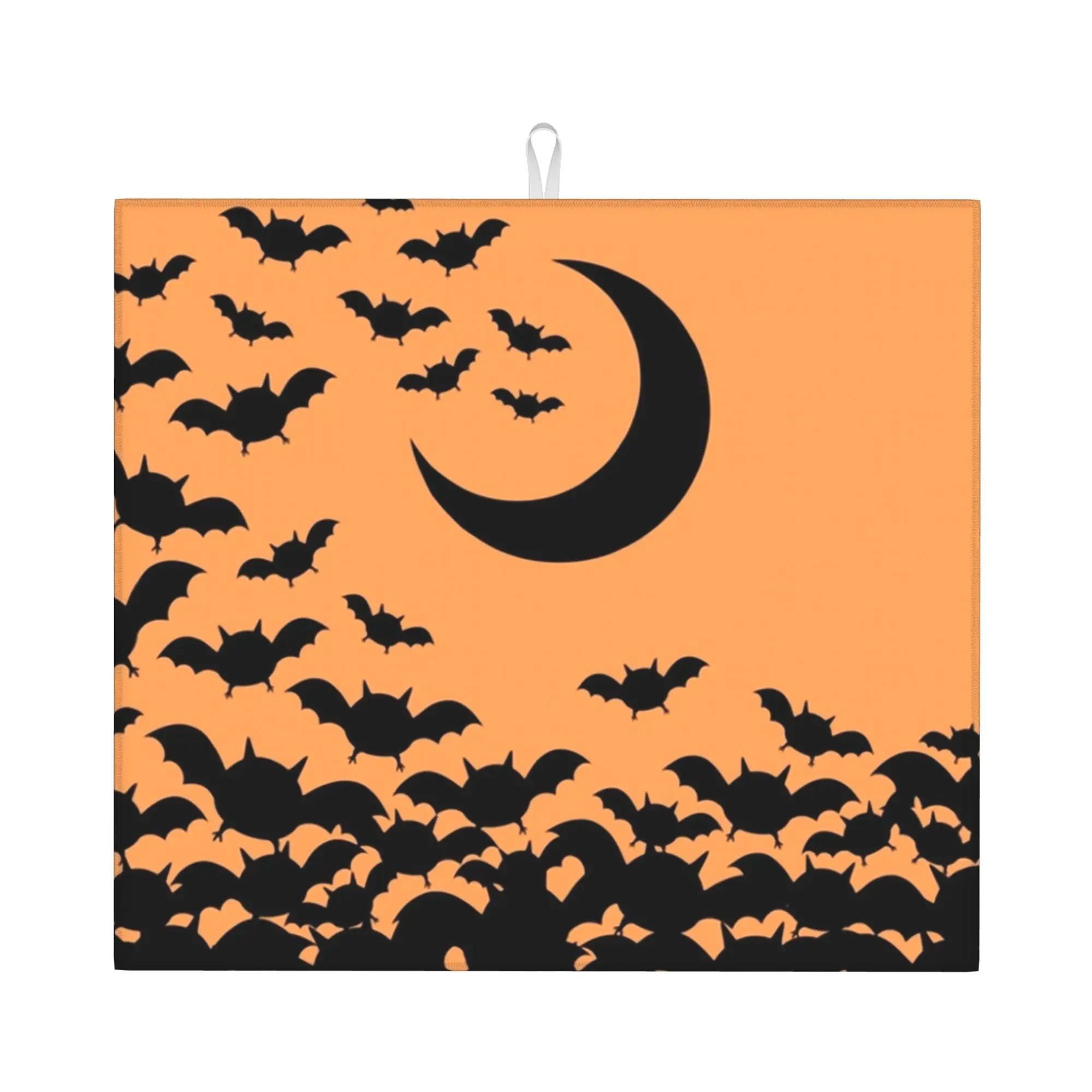 Drying Mat For Kitchen Spooky Cute Halloween Bats Goth Occult Witch Water Absorbent On Slip Kitchen Counter Protector Mat
