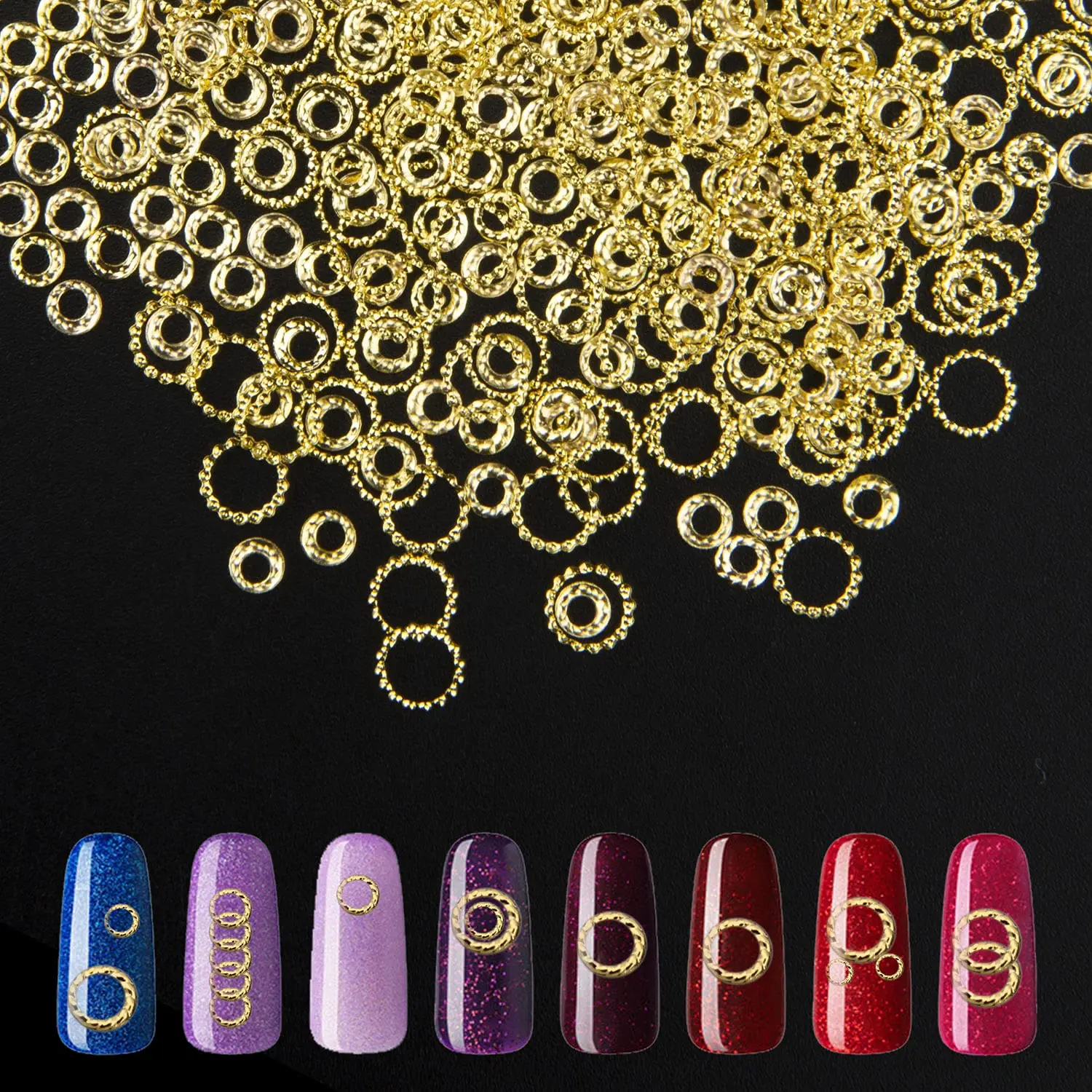 

2000Pcs Gold Round Nail Charms 3D Studs 3mm & 5mm for DIY Manicure Art Supplies