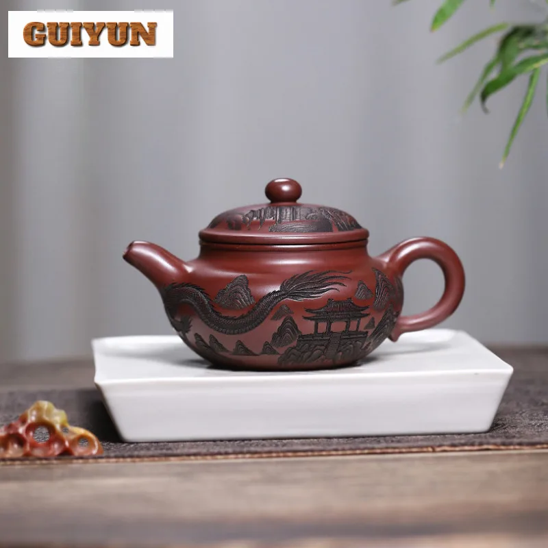

325ml Aesthetic Yixing Purple Clay Teapots Handmade Pot Raw Ore Purple Mud Tea Maker Kettle Zisha Tea Set Drinkware Ornaments