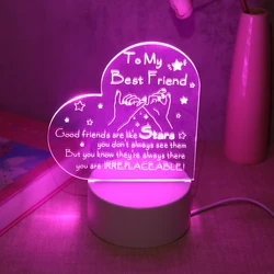 USB switch pink heart-shaped night light friendship declaration text LED light bedroom room decoration gift light