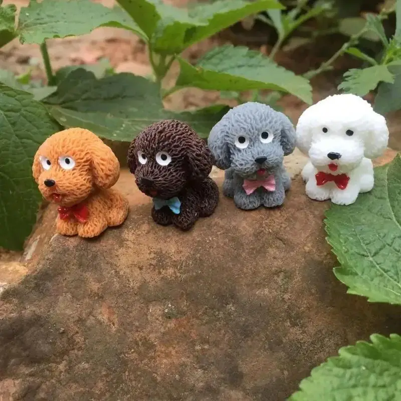 4 Pcs Mini Simulation Puppies Teddy Car Decorations Cute Dog Sculptures Resin Crafts Car Decorations Home Decoration Kawaii