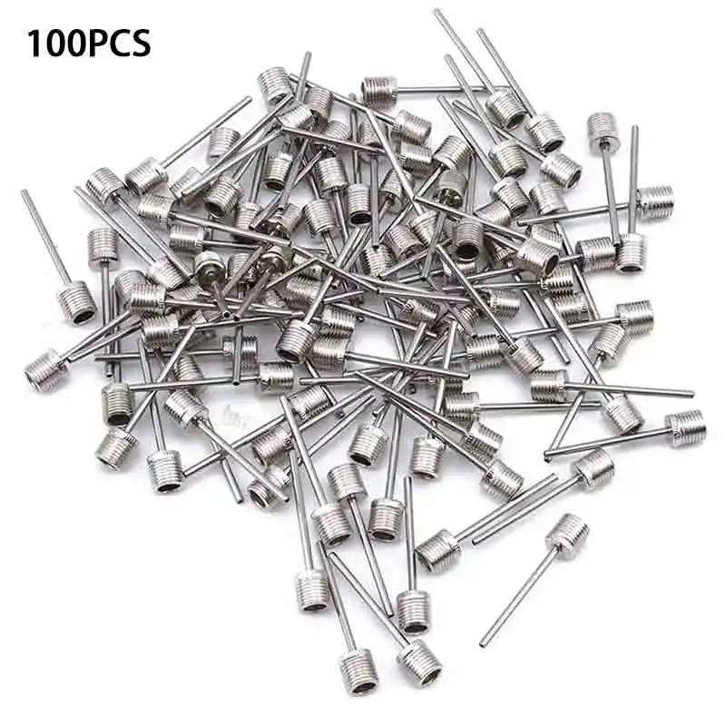 100 PCS Sports Ball Inflating Pump Needle For Football Basketball Soccer Inflatable Air Valve Adaptor Stainless Steel Pump Pin 