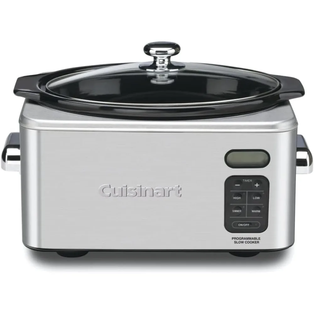 

6-1/2-Quart Programmable Slow Cooker, Touchpad Control Panel with LCD Timer Display and 24-hour Cooking Timer, Silver