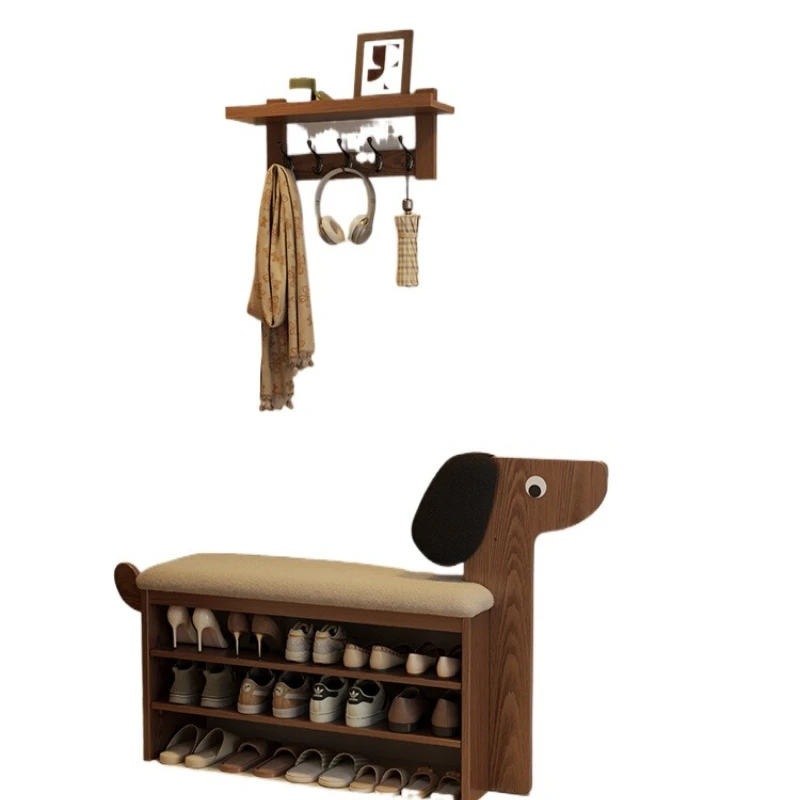 Door puppy shoe rack, multi-layer home door indoor good-looking shoe changing stool, integrated storage children's shoe cabinet