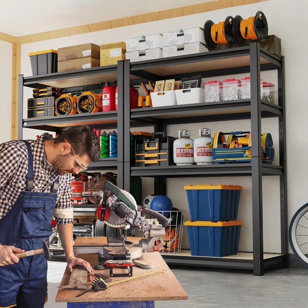 رفوف جراج مكونة من 5 طبقات شديدة التحمل، أرفف تخزين قابلة للتعديل، أرفف جراج معدنية 2500 رطل، رف تخزين للطابق السفلي،